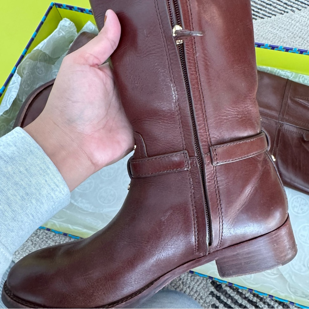 Tory Burch Chestnut Leather Knee-High Boots - Picture 12 of 16